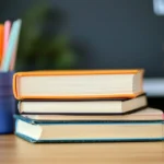 materiais escolares em cima da mesa em sala de aula